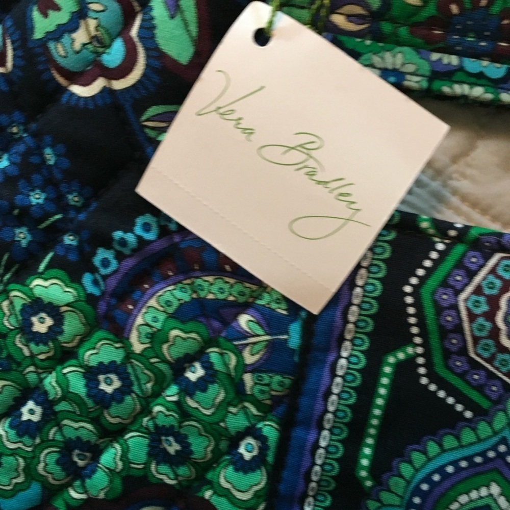 Vera Bradley Small Tote Black Green Quilted - Picture 2 of 4